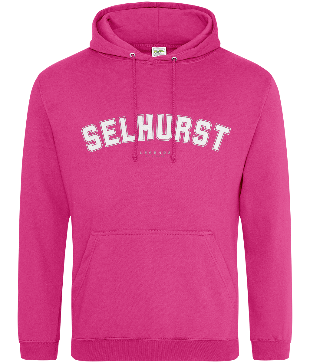 Selhurst Hoodie printed Crystal Palace hoodie in Festival Fuchsia, Legends in Thread