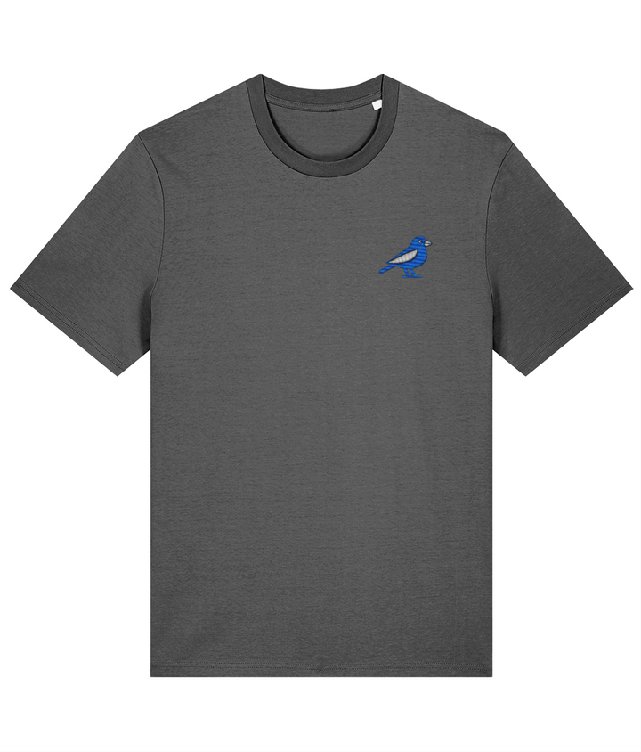 Cardiff Bluebird embroidered Cardiff City cotton tee in Anthracite, Legends in Thread