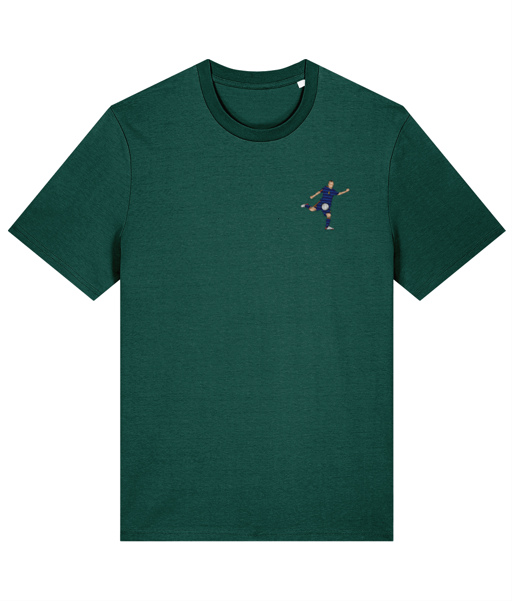 Iniesta World Cup Goal embroidered Spain cotton tee, Legends in Thread