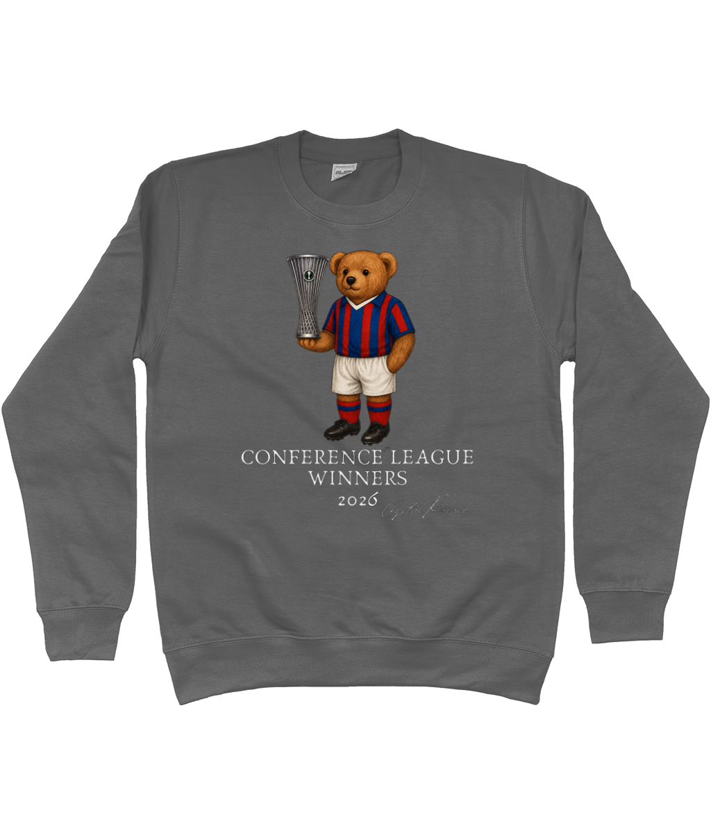 Kids Selby the Bear Conference League printed Crystal Palace kids sweatshirt in Charcoal, Legends in Thread