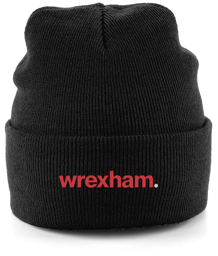 wrexham. embroidered Wrexham beanie in Black, Legends in Thread