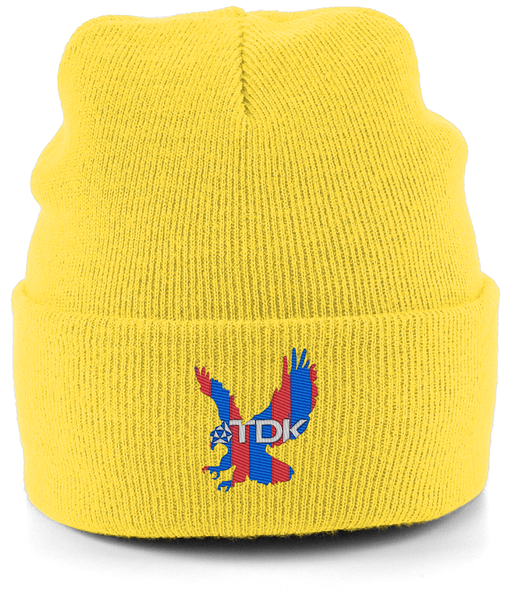 TDK Eagle embroidered Crystal Palace beanie in Yellow, Legends in Thread