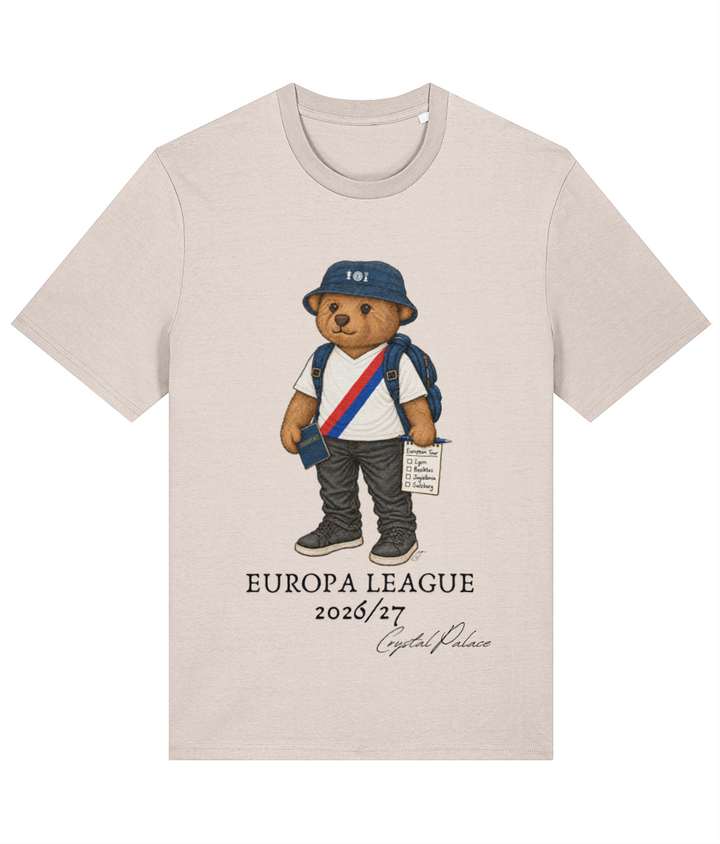 Selby the Bear Europa Tour printed Crystal Palace cotton tee in Eco-Heather, Legends in Thread