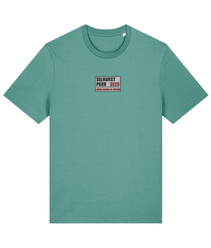 Selhurst Park SE25 Badge embroidered Crystal Palace cotton tee, Legends in Thread
