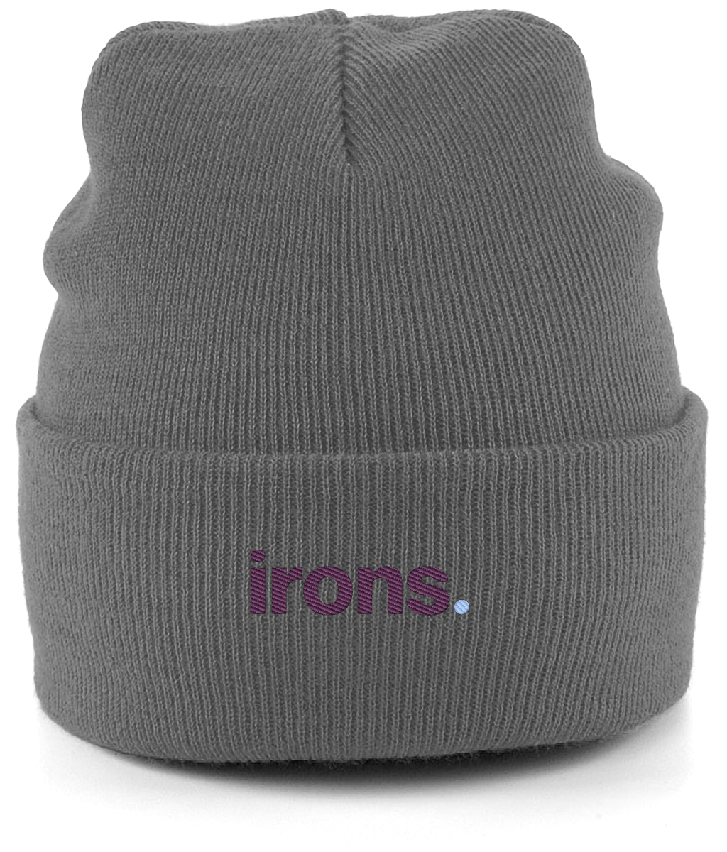 irons. embroidered West Ham beanie in Graphite Grey, Legends in Thread