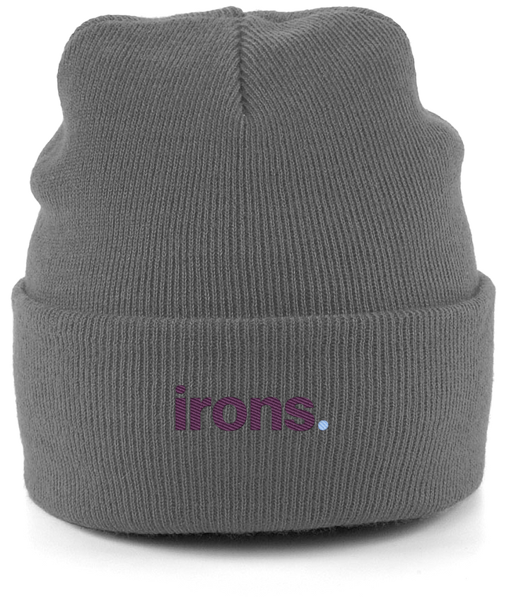 irons. embroidered West Ham beanie in Graphite Grey, Legends in Thread