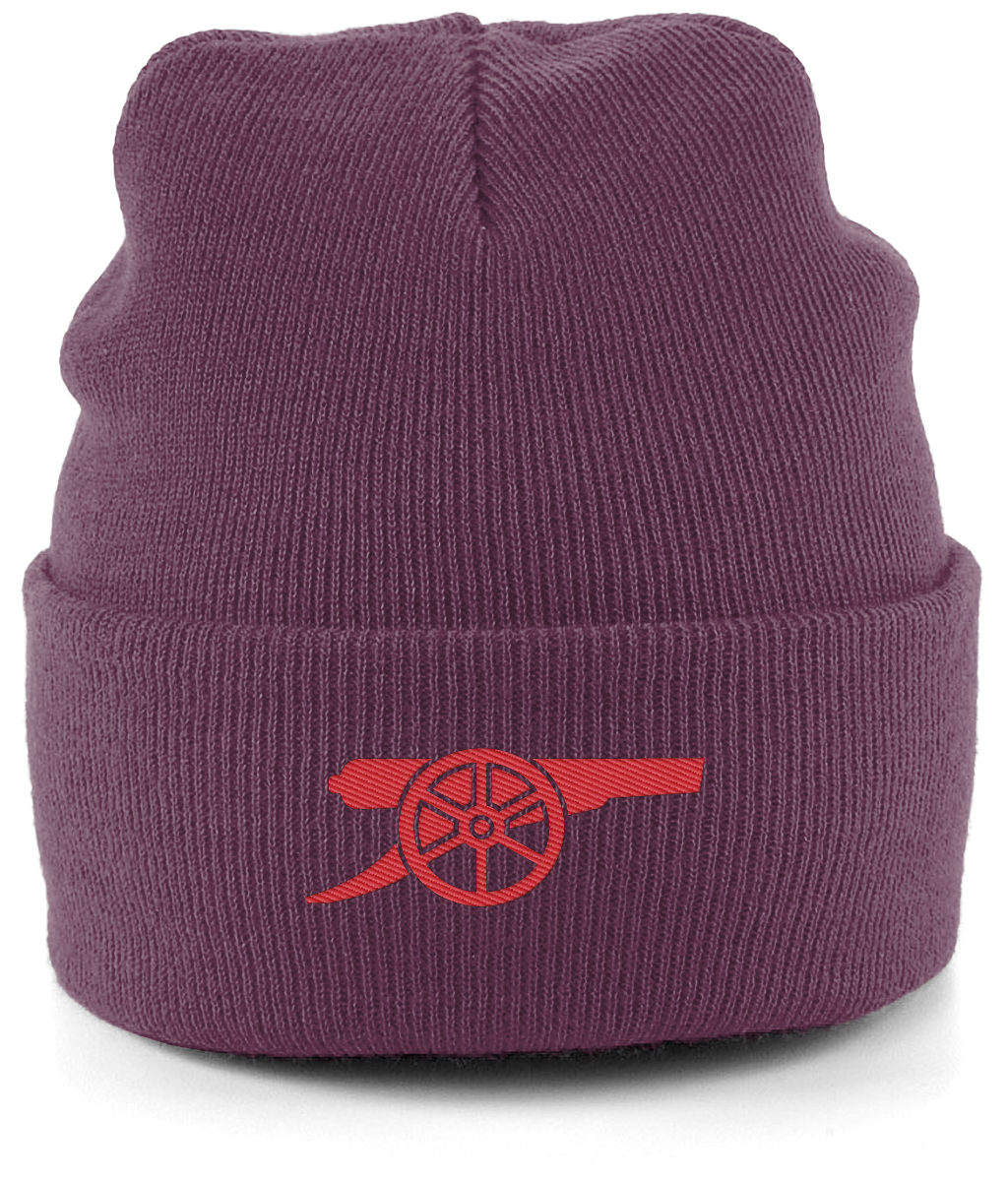 Arsenal Cannon embroidered Arsenal beanie in Plum, Legends in Thread