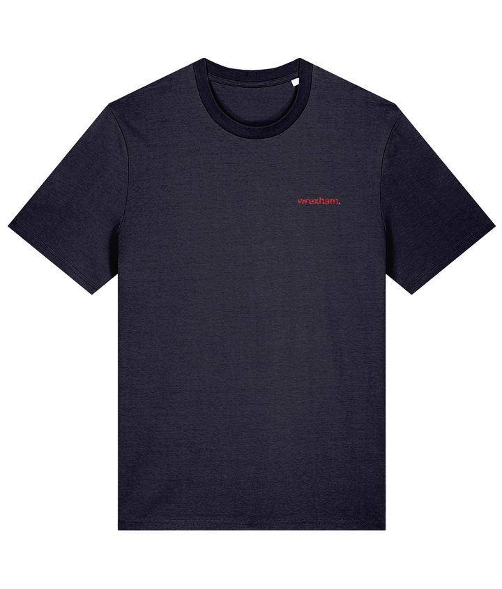 wrexham. embroidered Wrexham cotton tee in French Navy, Legends in Thread