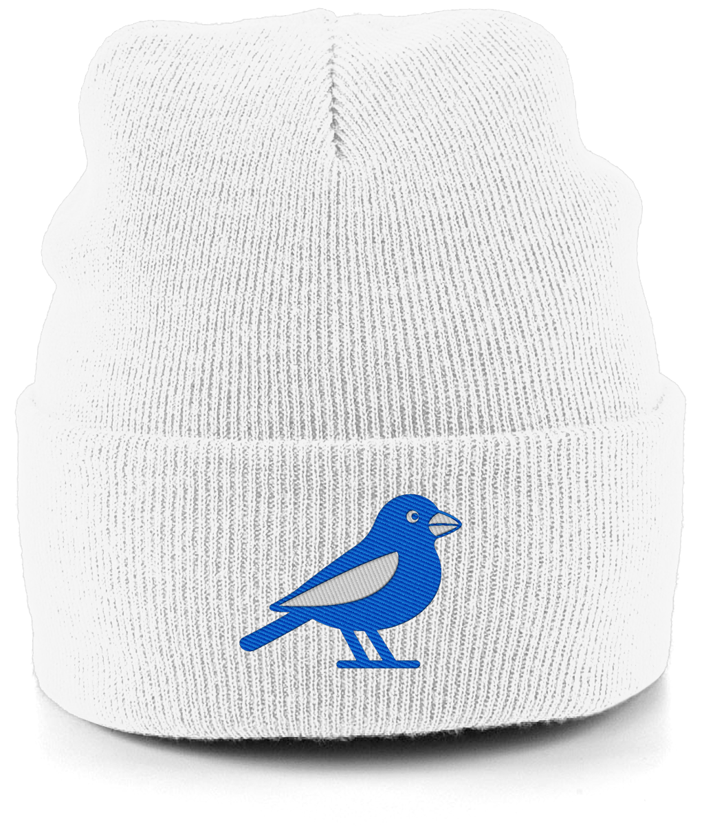 Cardiff Bluebird embroidered Cardiff City beanie in White, Legends in Thread