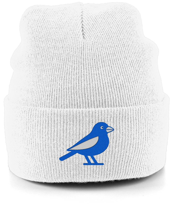 Cardiff Bluebird embroidered Cardiff City beanie in White, Legends in Thread