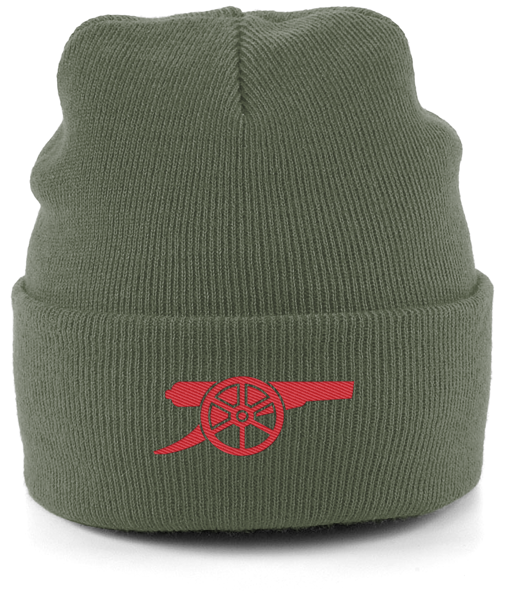 Arsenal Cannon embroidered Arsenal beanie in Olive, Legends in Thread