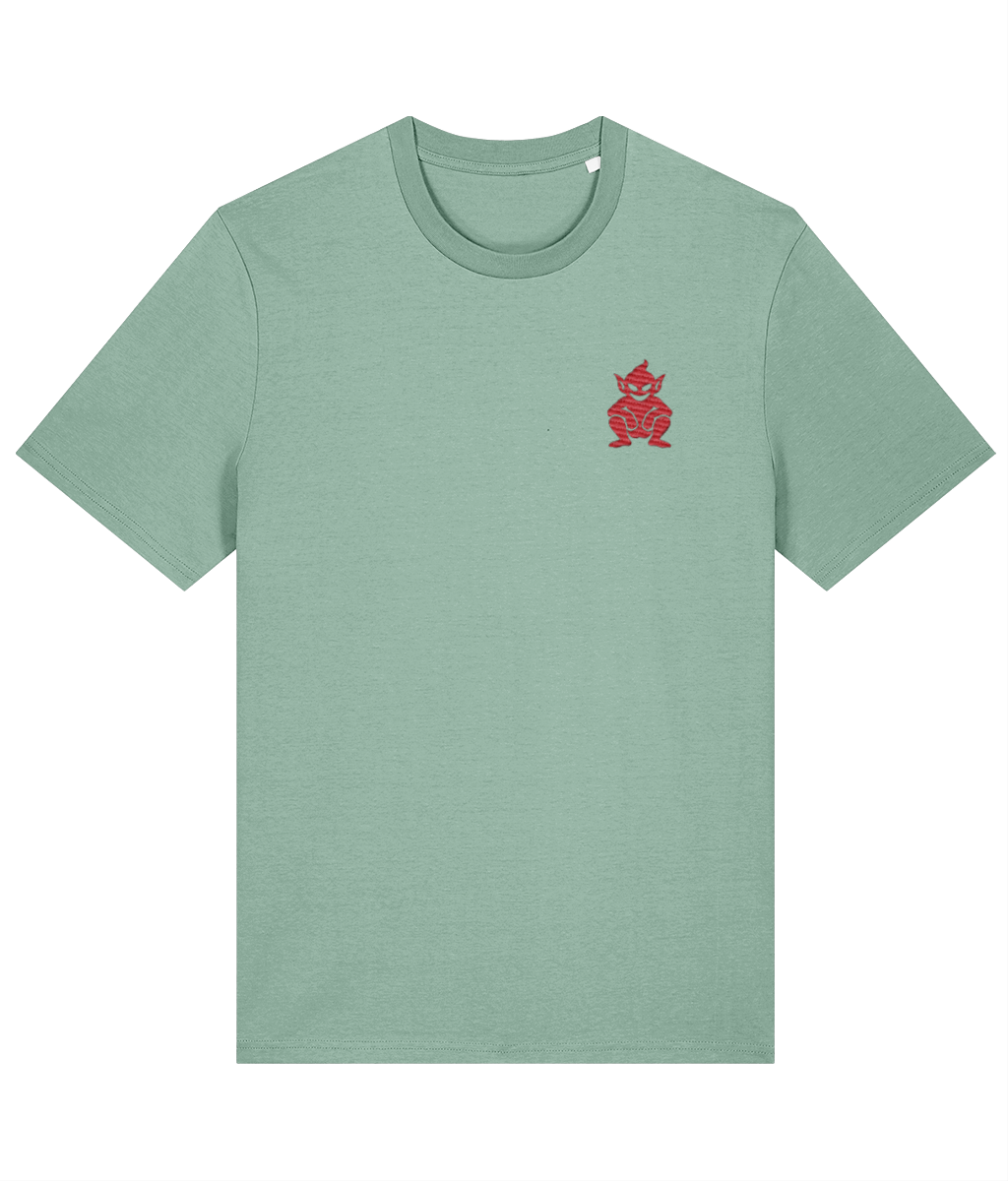 Lincoln Imp embroidered Lincoln City cotton tee in Aloe, Legends in Thread