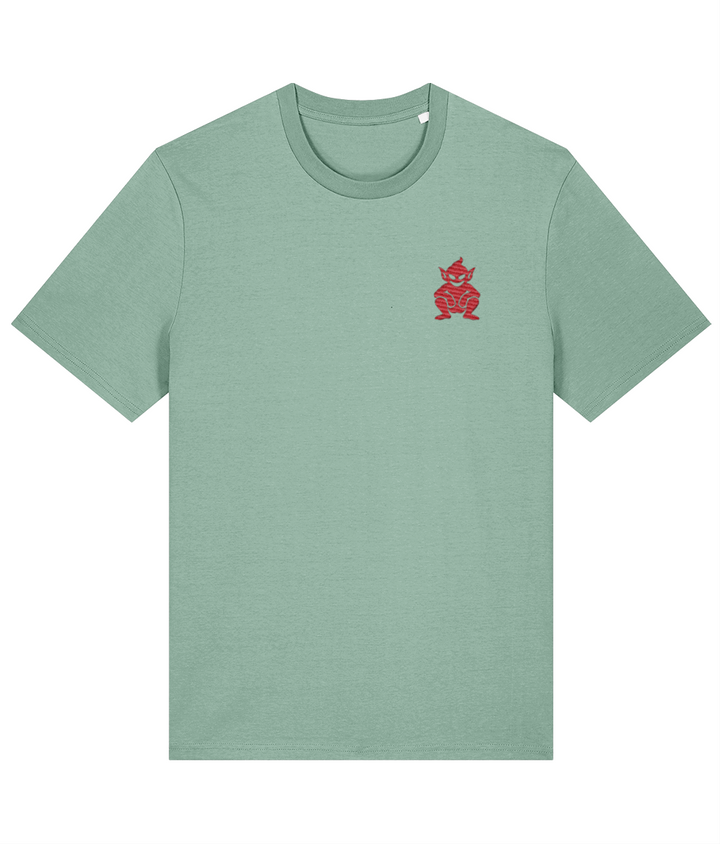 Lincoln Imp embroidered Lincoln City cotton tee in Aloe, Legends in Thread