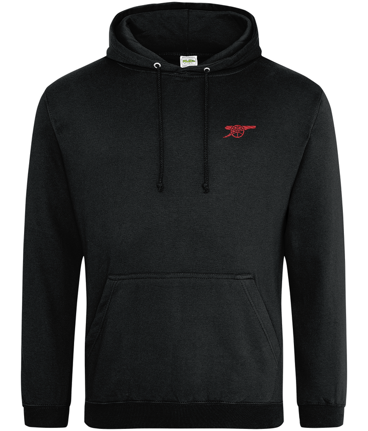 Arsenal Inspired Cannon embroidered Arsenal hoodie in Jet Black, Legends in Thread