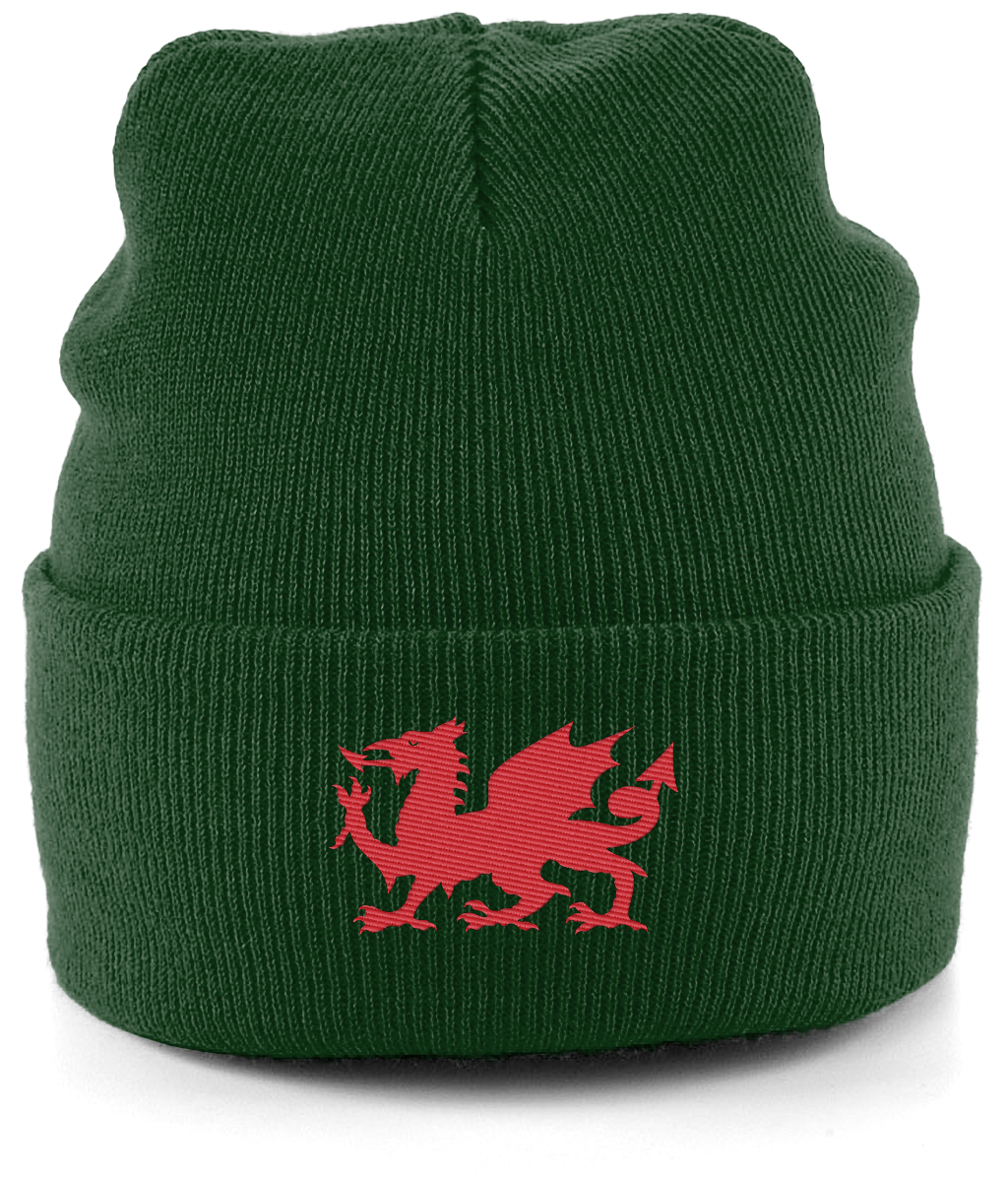 Wrexham Welsh Dragon embroidered Wrexham beanie in Bottle, Legends in Thread
