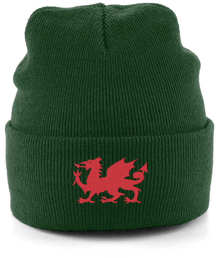 Wrexham Welsh Dragon embroidered Wrexham beanie in Bottle, Legends in Thread
