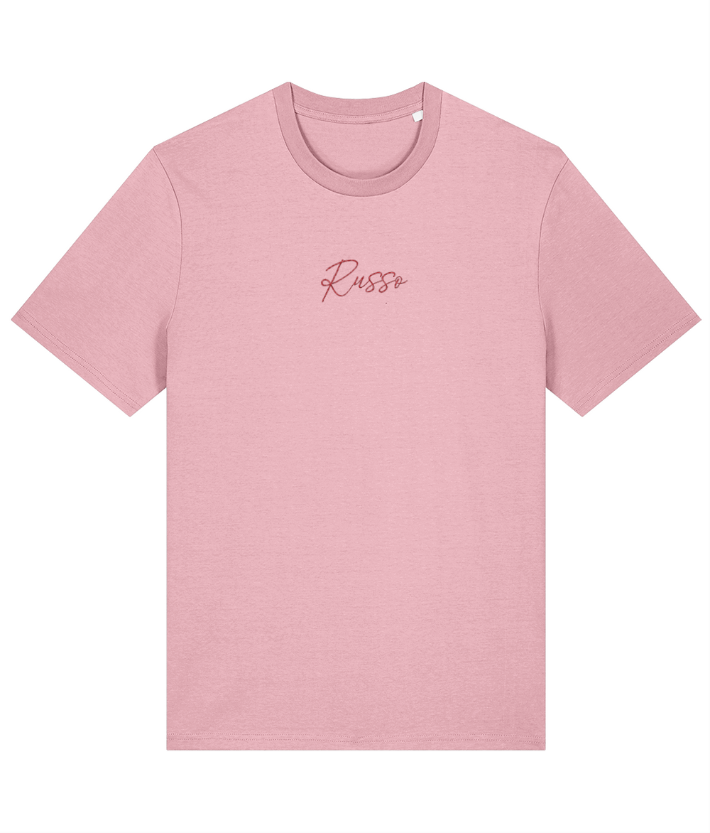 Russo Embroidery embroidered Arsenal cotton tee in Cotton Pink, Legends in Thread