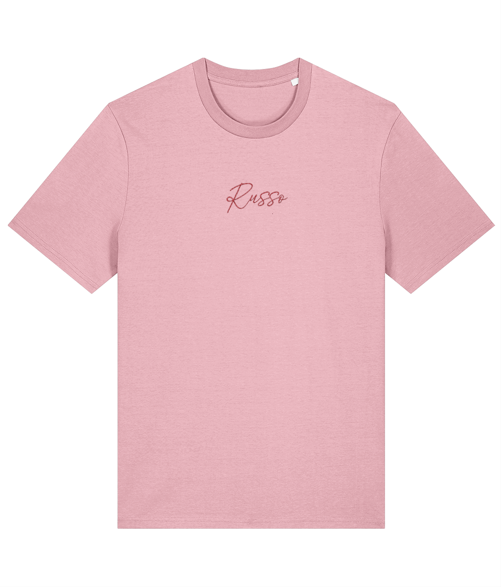 Russo Embroidery embroidered Arsenal cotton tee in Cotton Pink, Legends in Thread