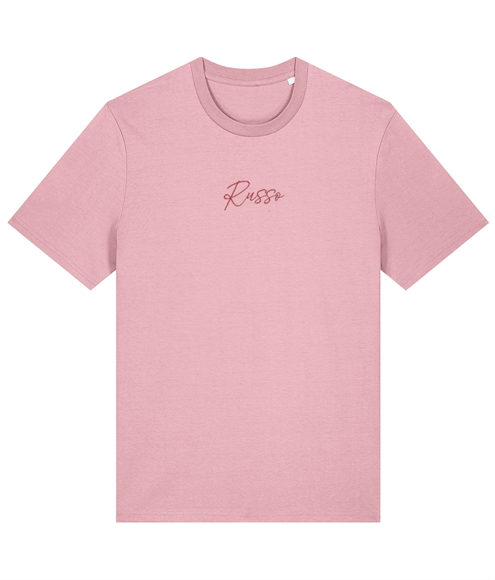 Russo Embroidery embroidered Arsenal cotton tee in Cotton Pink, Legends in Thread