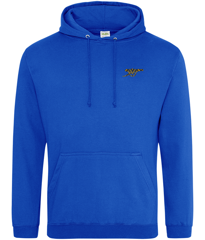 Bruised Banana embroidered Arsenal hoodie in Bright Royal, Legends in Thread