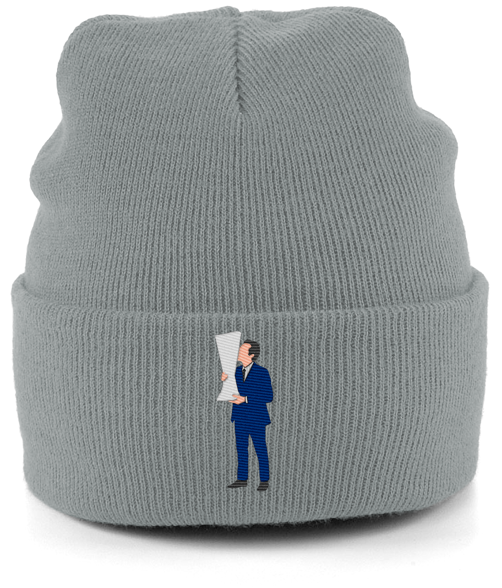 Unai Emery Trophy Kiss embroidered Aston Villa beanie in Heather, Legends in Thread