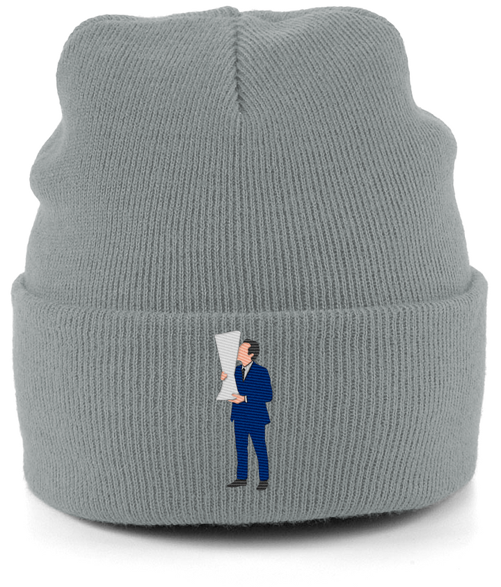 Unai Emery Trophy Kiss embroidered Aston Villa beanie in Heather, Legends in Thread
