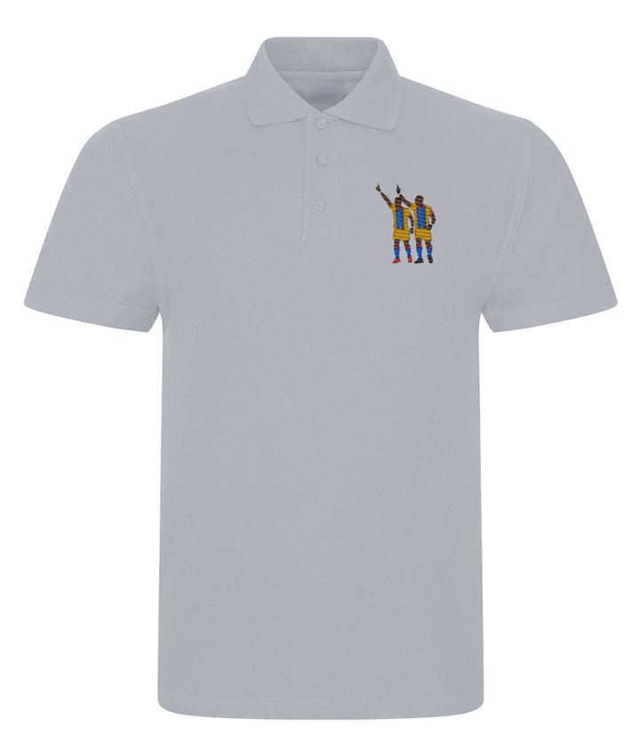 Zaha & Bolasie embroidered Crystal Palace polo in Heather Grey, Legends in Thread