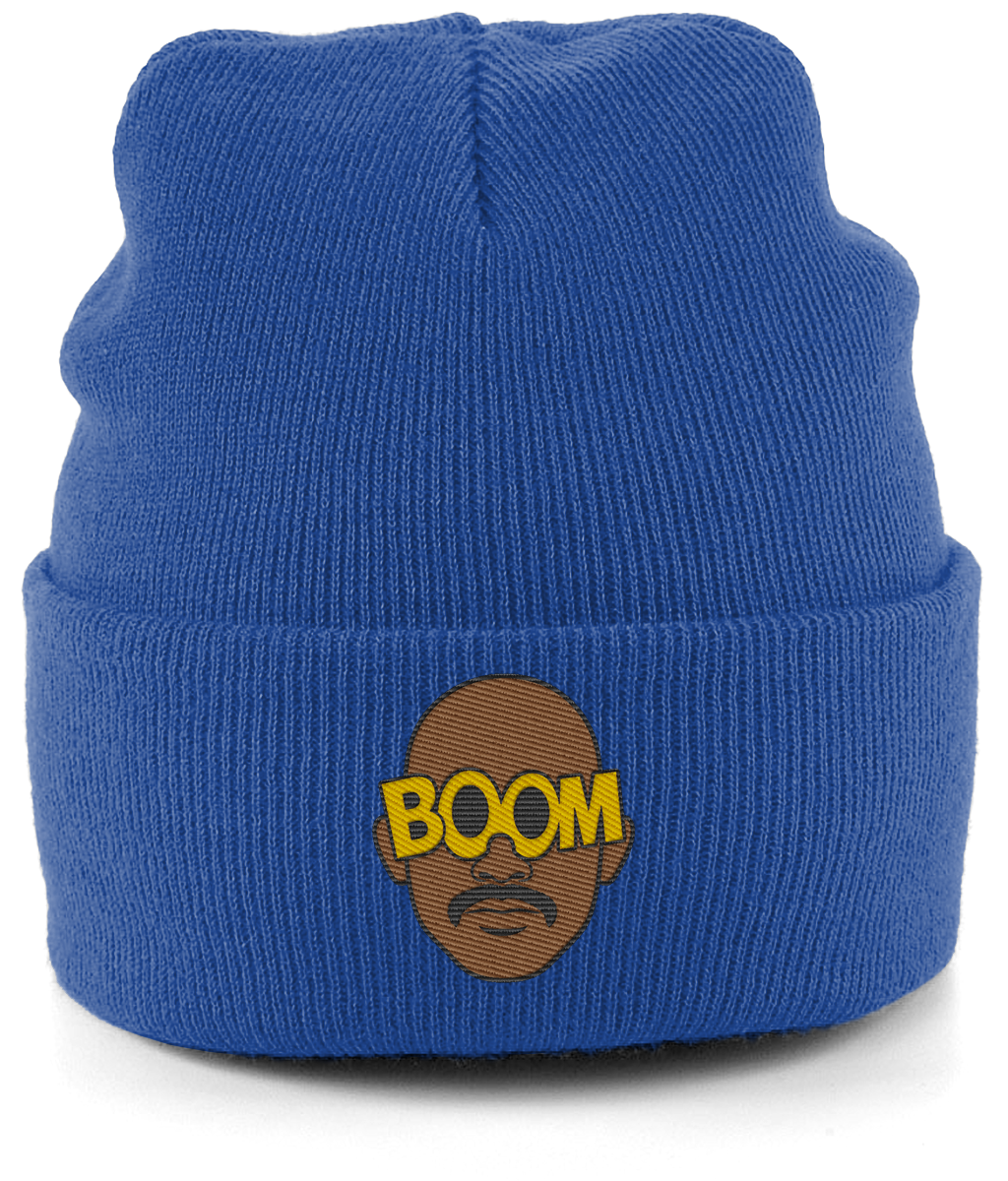 Mateta Boom Glasses embroidered Crystal Palace beanie in Bright Royal, Legends in Thread