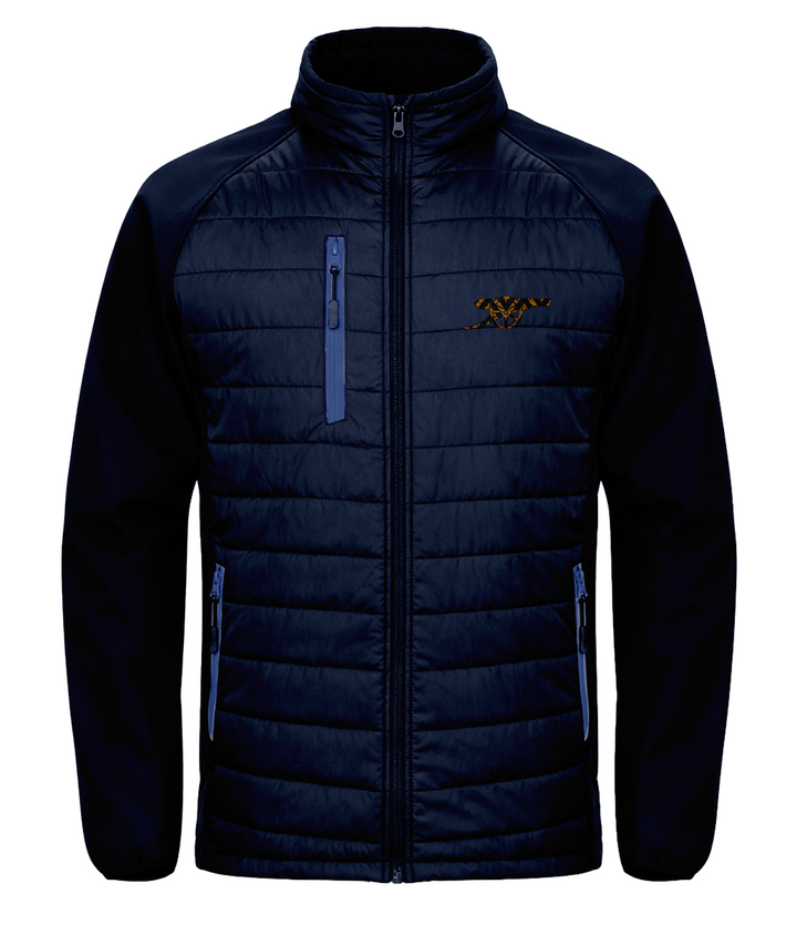 Bruised Banana embroidered Arsenal softshell padded jacket in Navy/Royal, Legends in Thread