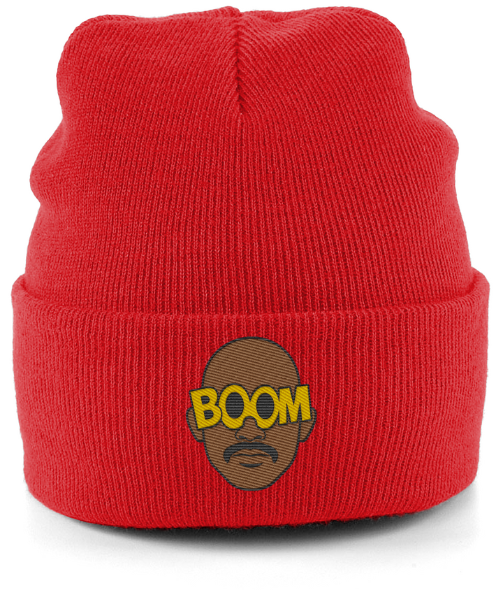 Mateta Boom Glasses embroidered Crystal Palace beanie in Fire Red, Legends in Thread