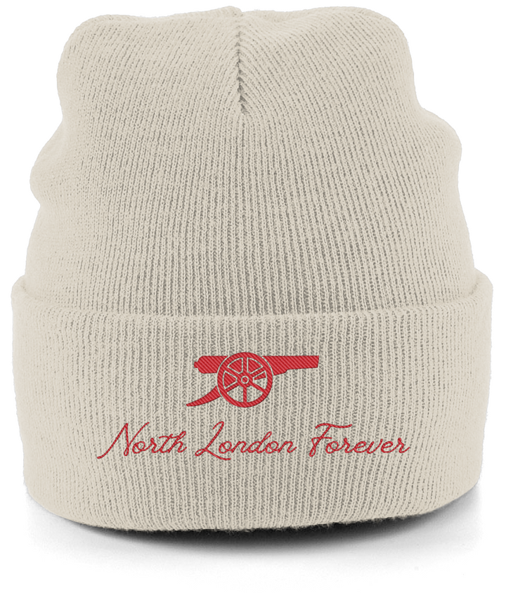 North London Forever embroidered Arsenal beanie in Almond, Legends in Thread