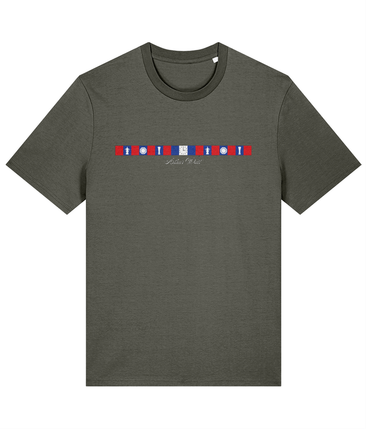 Arthur Wait Fascia printed Crystal Palace cotton tee in Khaki, Legends in Thread
