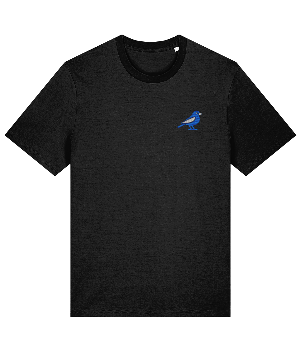 Cardiff Bluebird embroidered Cardiff City cotton tee in Black, Legends in Thread