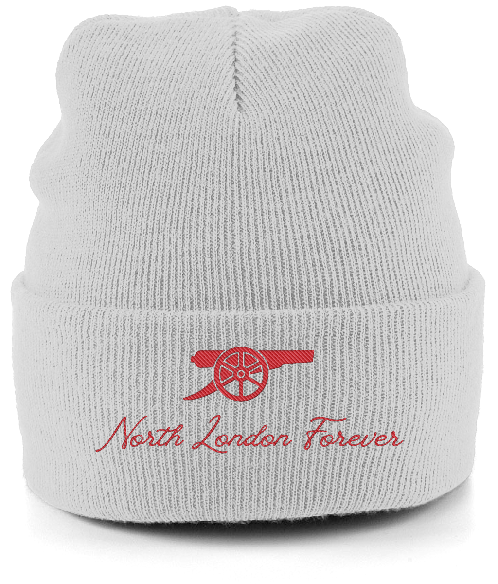 North London Forever embroidered Arsenal beanie in Cloud Grey, Legends in Thread