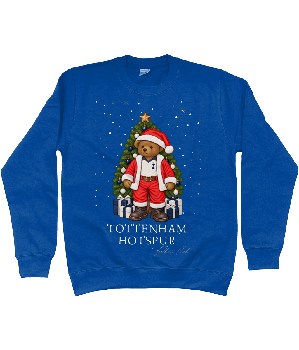Harrington Bear Xmas printed Tottenham Hotspur Christmas jumper in Royal Blue, Legends in Thread
