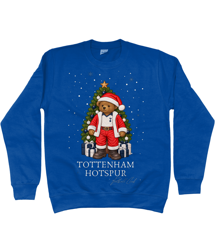 Harrington Bear Xmas printed Tottenham Hotspur Christmas jumper in Royal Blue, Legends in Thread