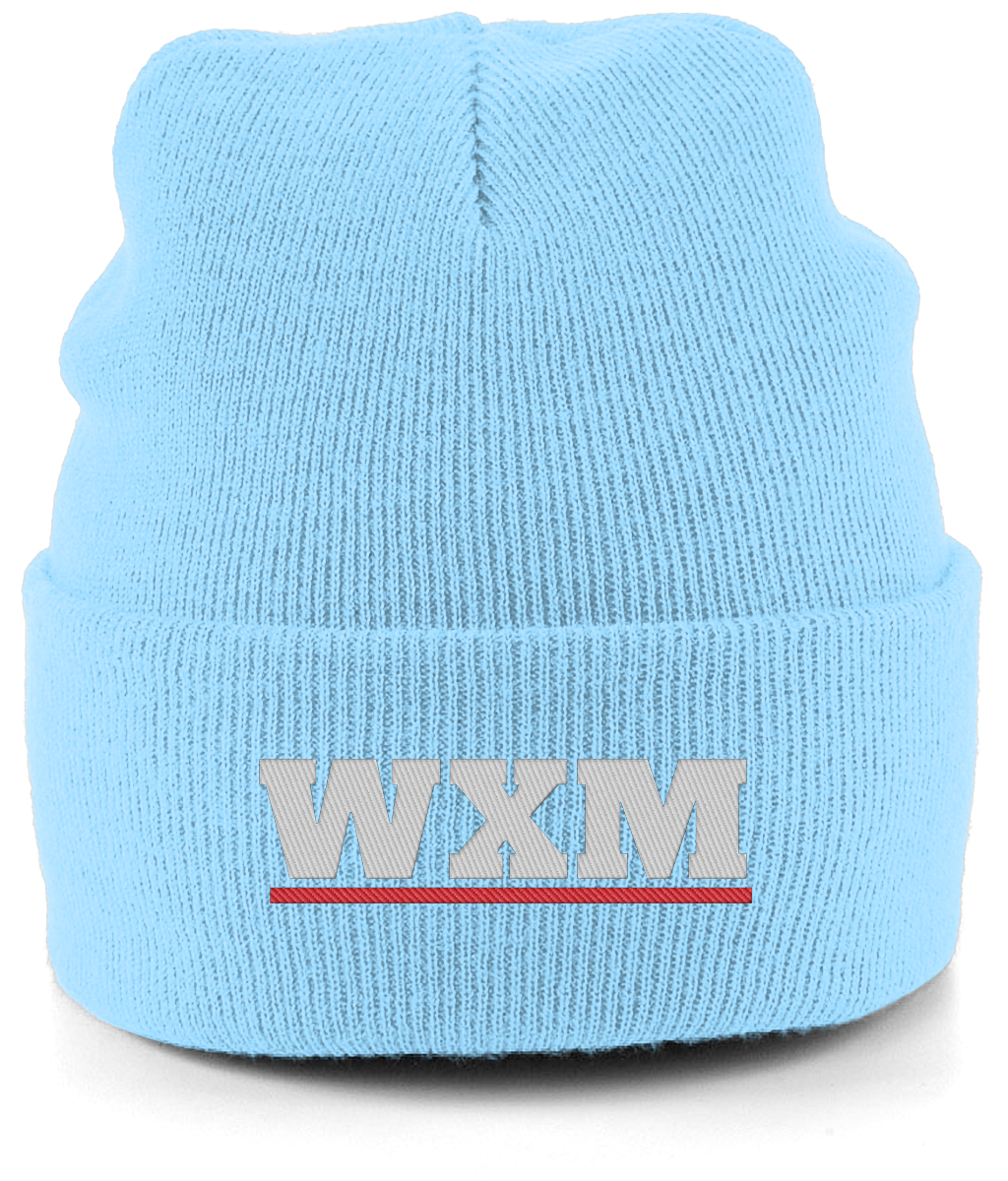 WXM embroidered Wrexham beanie in Sky, Legends in Thread