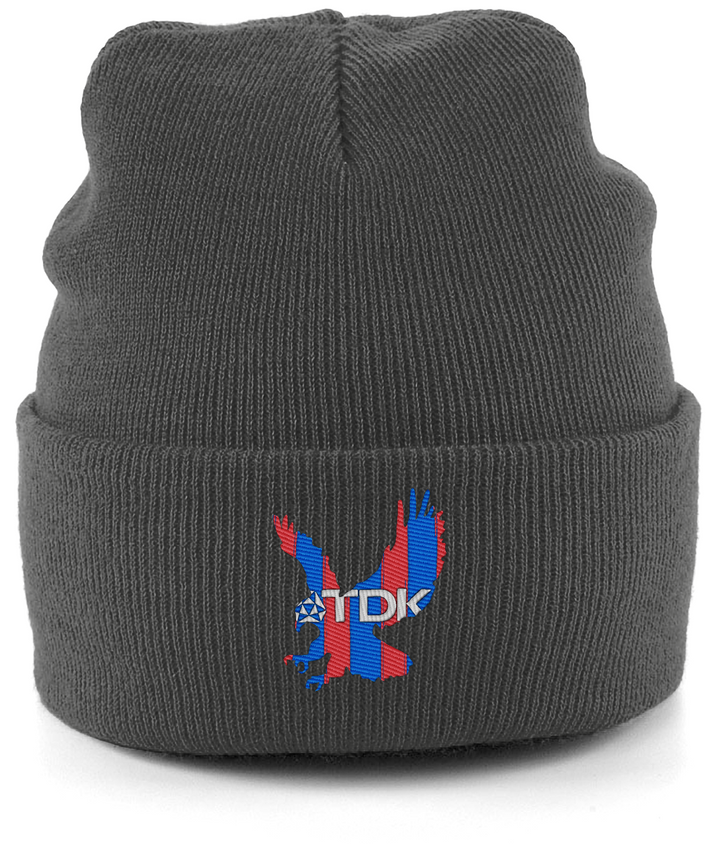 TDK Eagle embroidered Crystal Palace beanie in Charcoal, Legends in Thread
