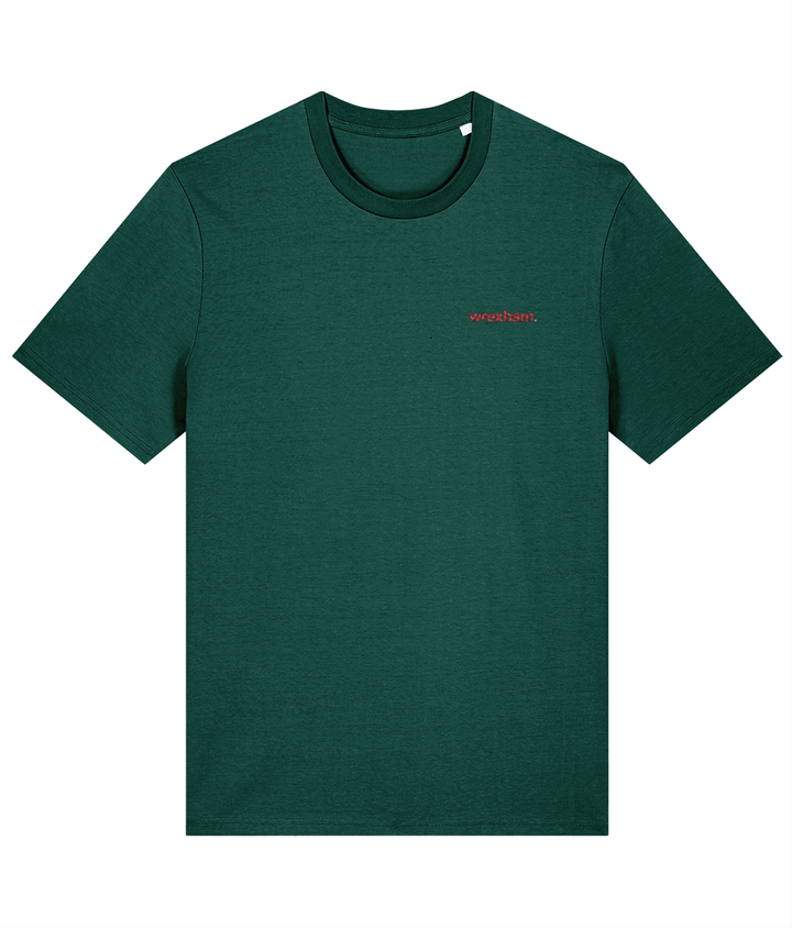 wrexham. embroidered Wrexham cotton tee in Glazed Green, Legends in Thread