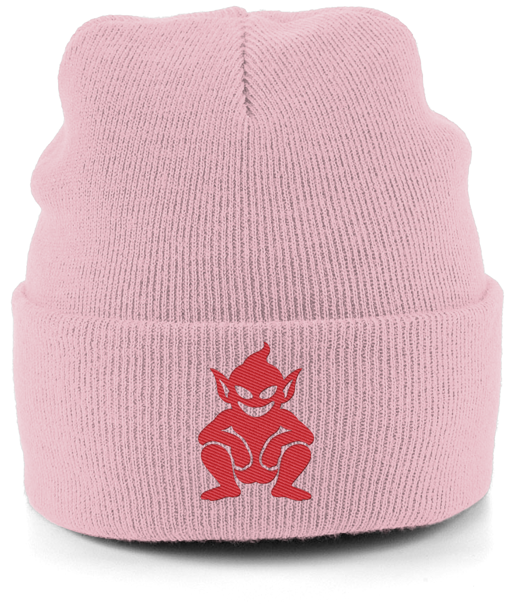 Lincoln Imp embroidered Lincoln City beanie in Dusty Pink, Legends in Thread