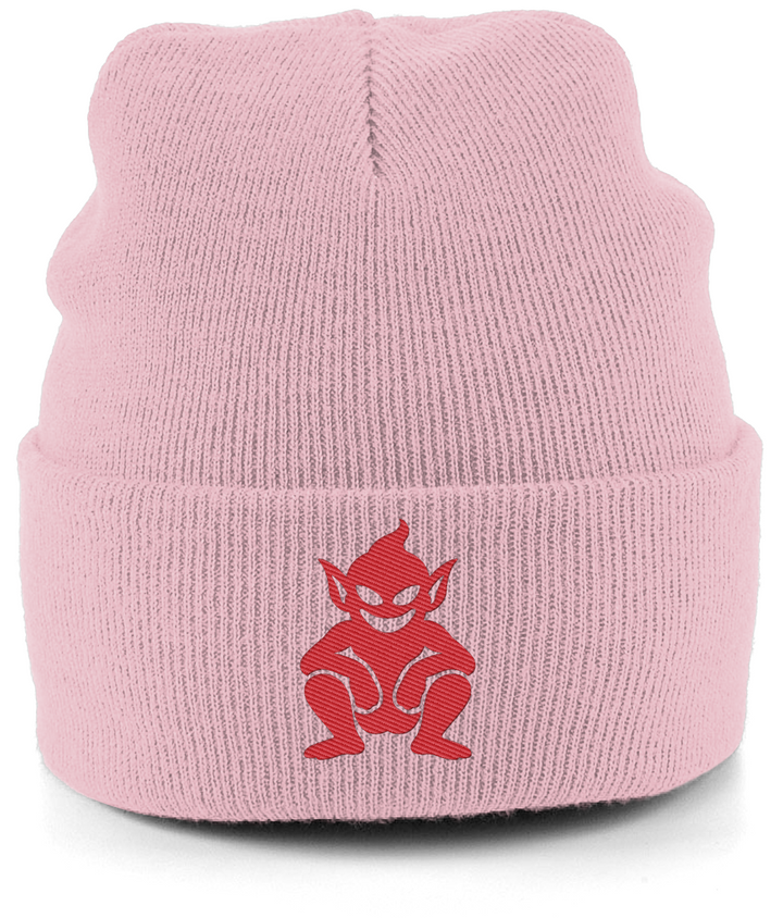 Lincoln Imp embroidered Lincoln City beanie in Dusty Pink, Legends in Thread