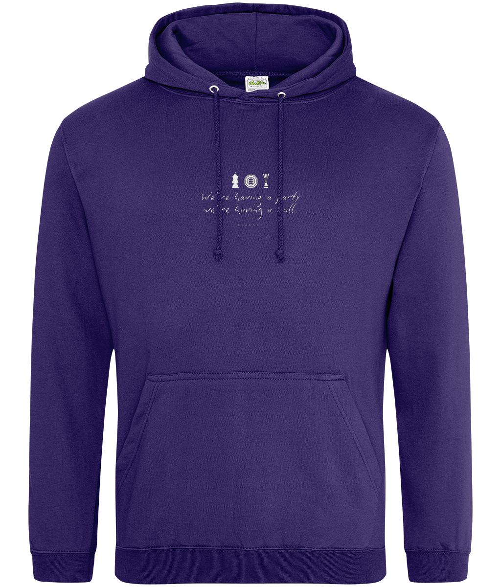 We're Having a Party, We're Having a Ball printed Crystal Palace hoodie in Ultra Violet, Legends in Thread