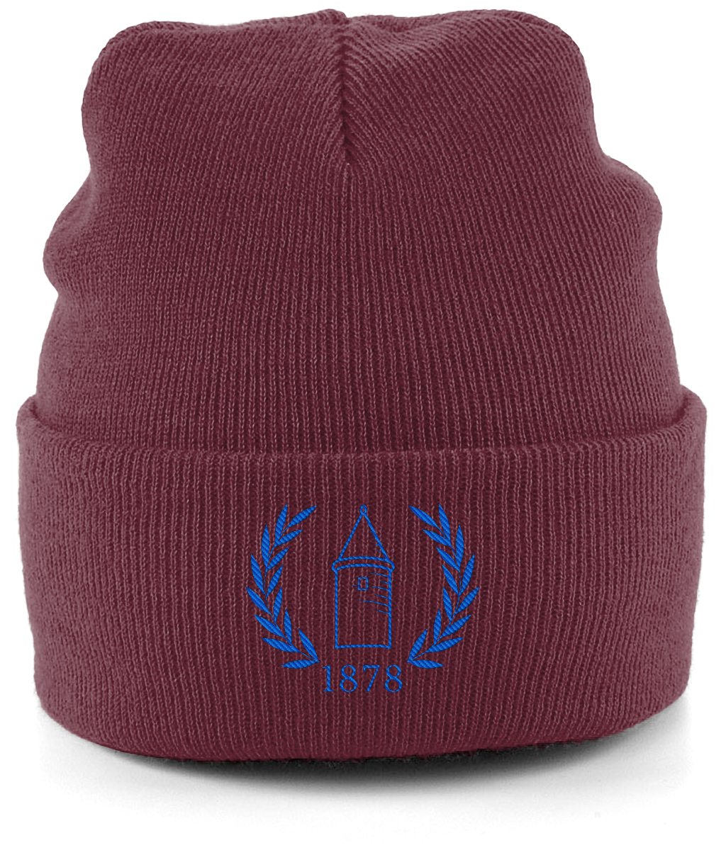 EFC 1878 embroidered Everton beanie in Burgundy, Legends in Thread