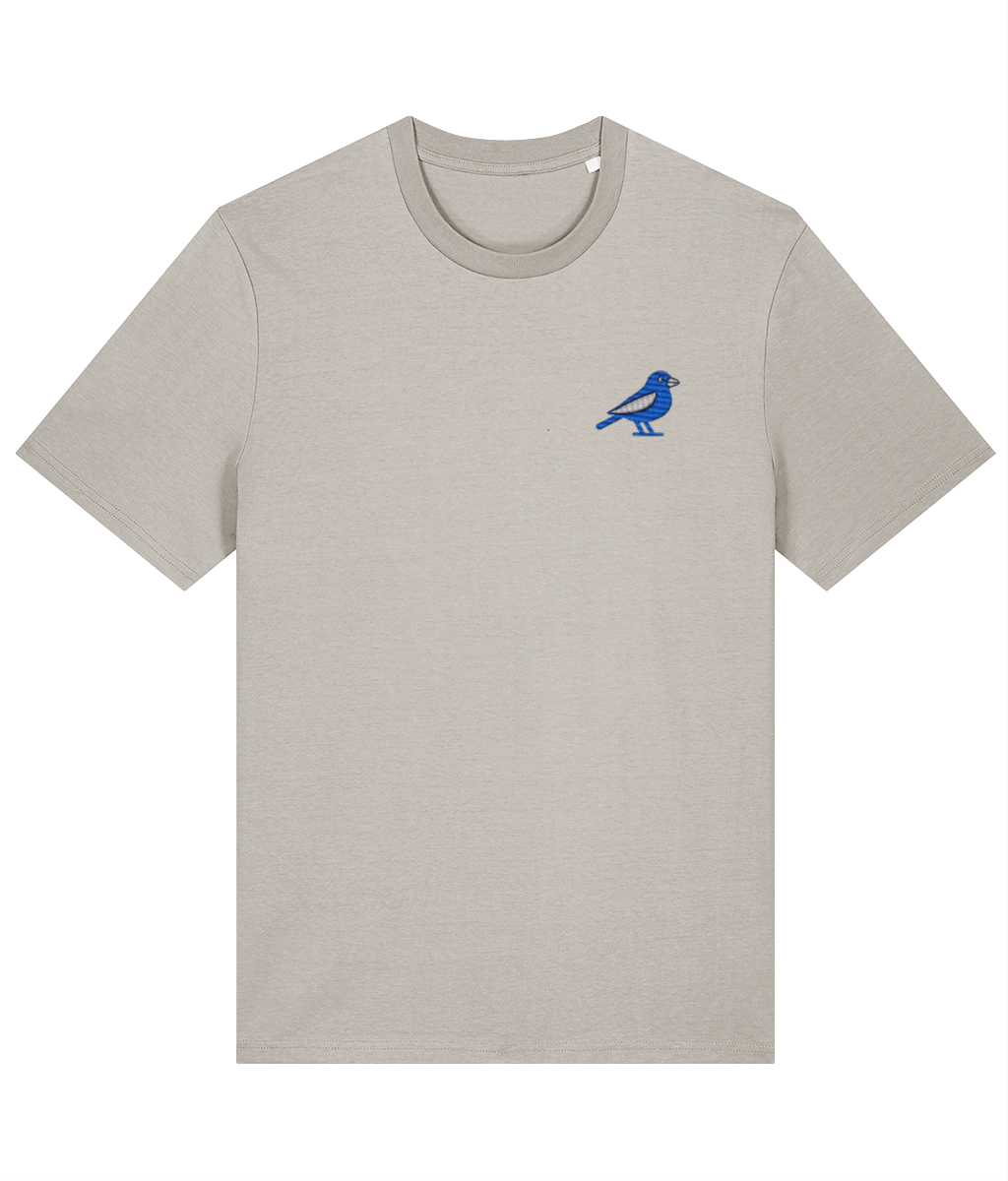Cardiff Bluebird embroidered Cardiff City cotton tee in Heather Haze, Legends in Thread