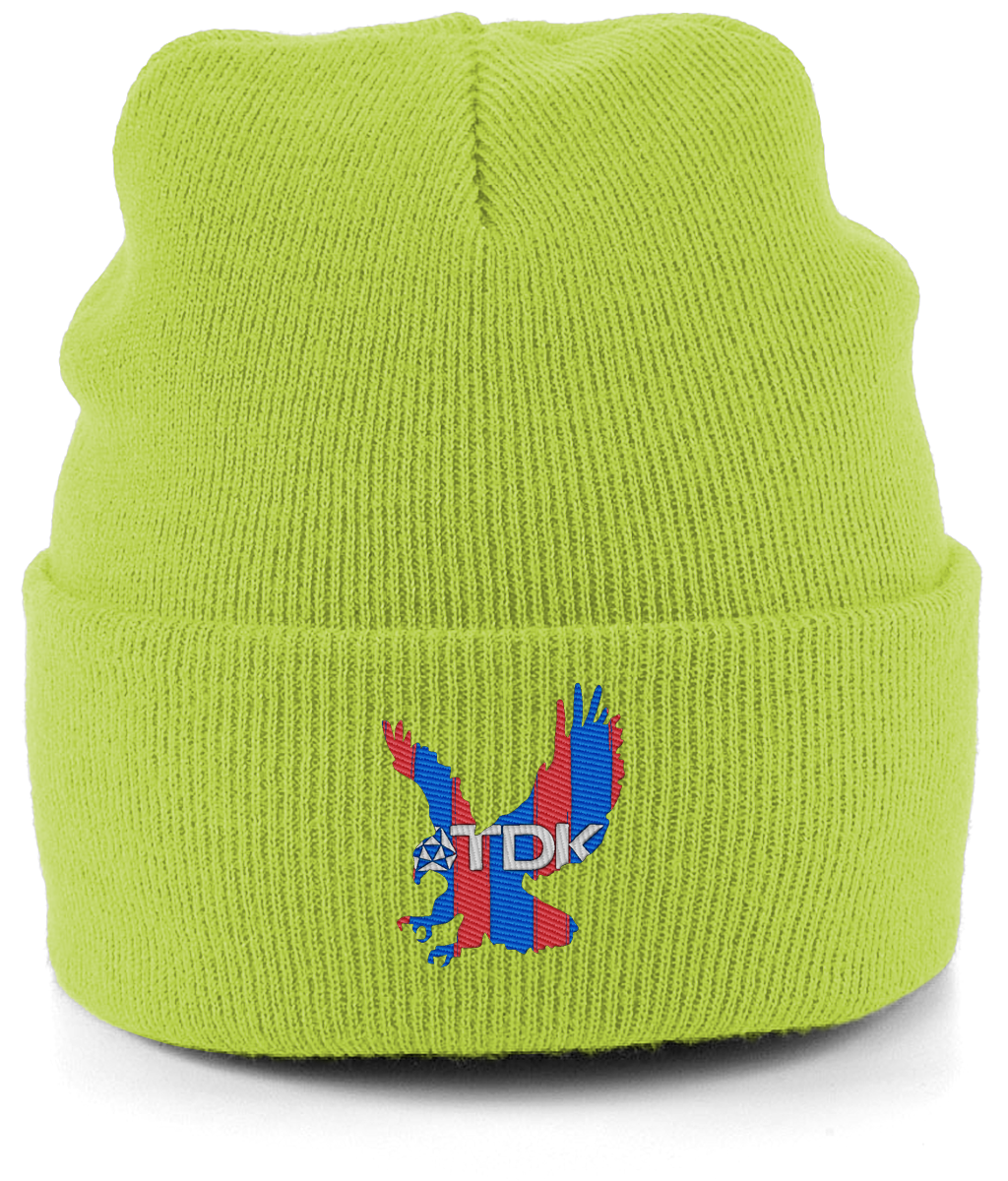 TDK Eagle embroidered Crystal Palace beanie in Lime Green, Legends in Thread