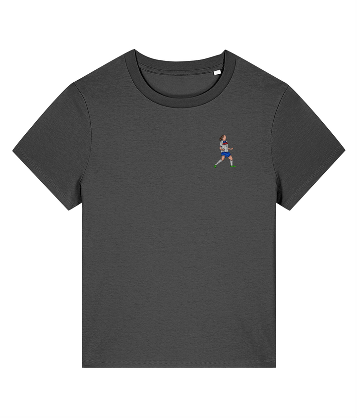 Ladies Lucy Bronze Celebration embroidered England Lionesses ladies fit t-shirt in Anthracite, Legends in Thread