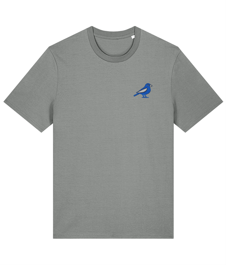 Cardiff Bluebird embroidered Cardiff City cotton tee in Misty Grey, Legends in Thread