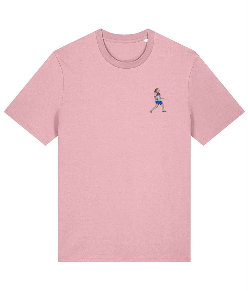 Lucy Bronze Celebration embroidered England Lionesses cotton tee in Cotton Pink, Legends in Thread