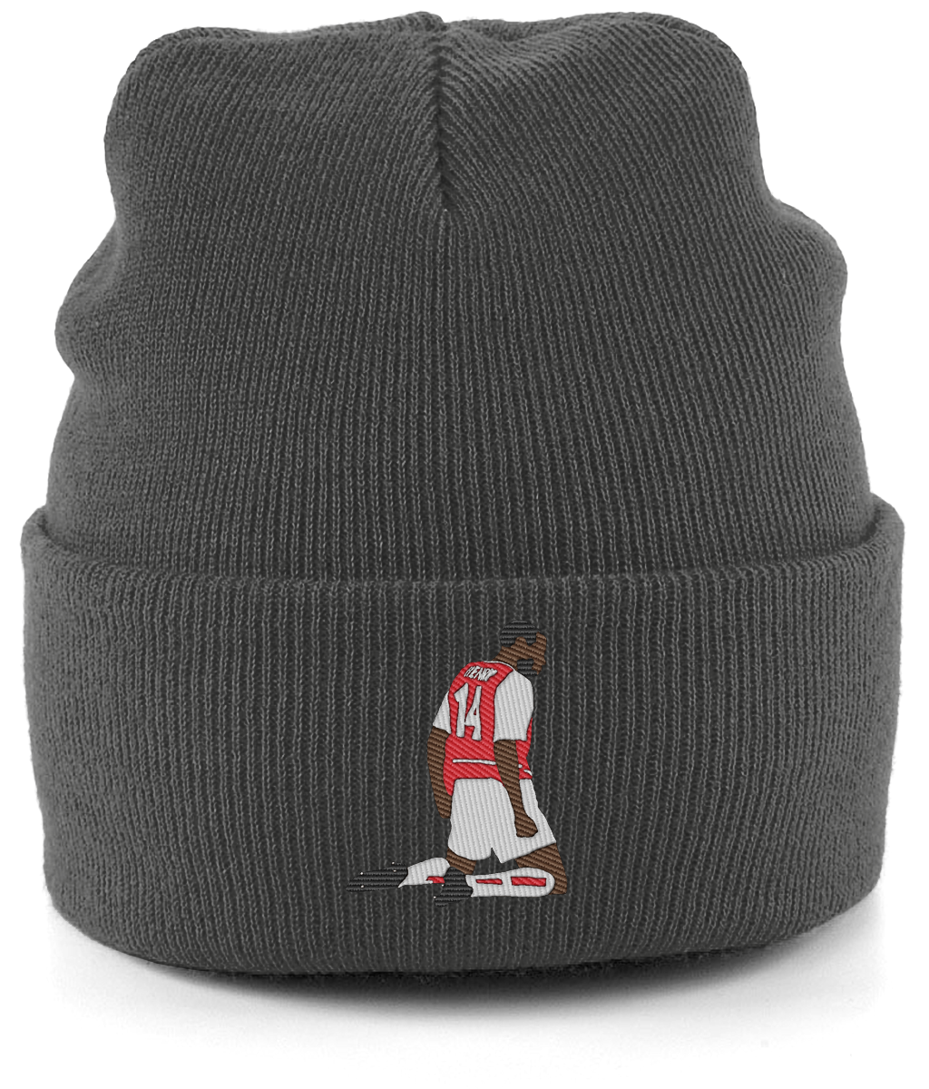 Thierry Henry Knee Slide embroidered Arsenal beanie in Charcoal, Legends in Thread