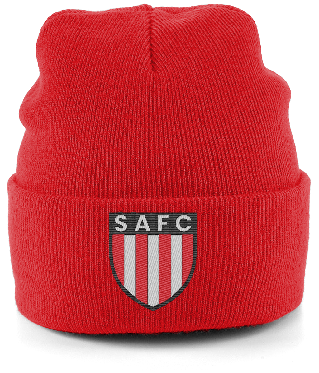 SAFC embroidered Sunderland beanie in Fire Red, Legends in Thread